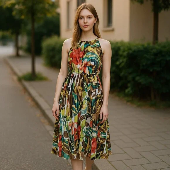 Chico's | Dresses | Chicos Semi Formal Dress Size Wedding Vacation Floral |  Poshmark